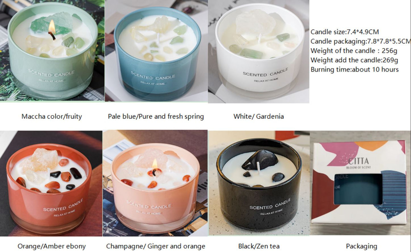 Aromatherapy Scented And With Crystals Candles.