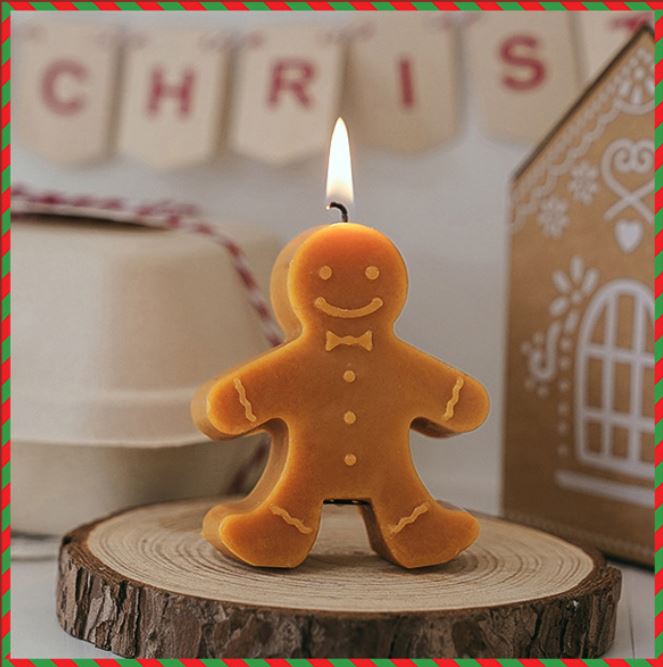 Christmas Gingerbread Man Candle.