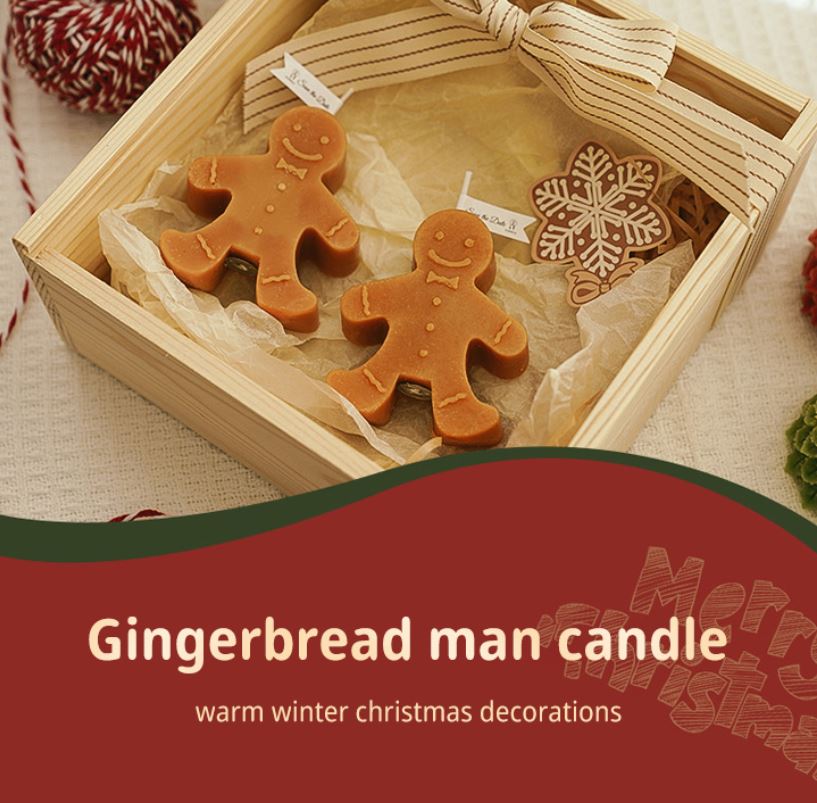 Christmas Gingerbread Man Candle.