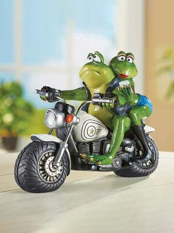 Motorbike Riding Frogs Statue