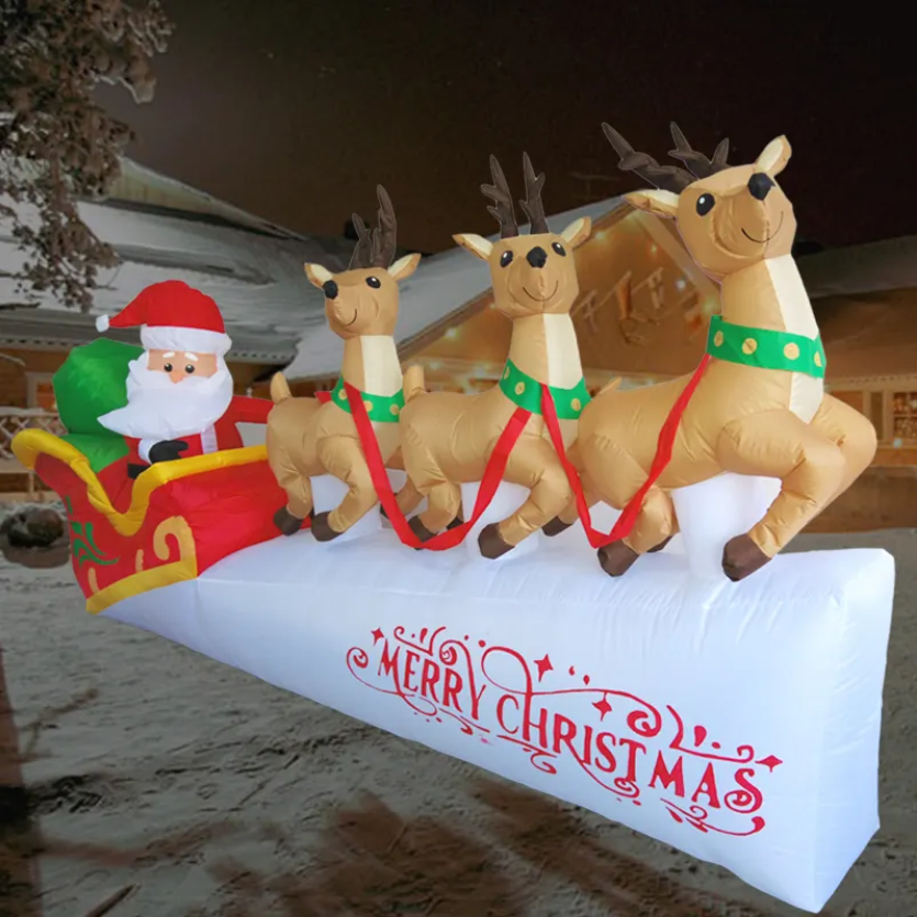 3mtr Santa & Sleigh Outdoor Christmas Inflatable - Free Shipping