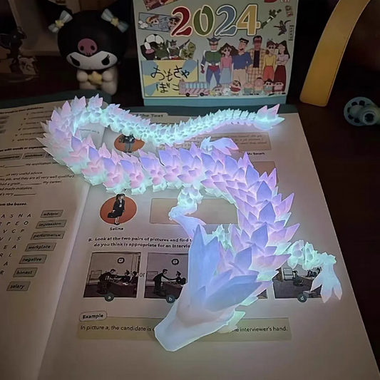 3D Printed Luminous Dragon 55cm - White