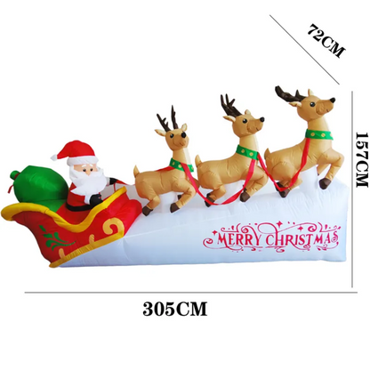 3mtr Santa & Sleigh Outdoor Christmas Inflatable - Free Shipping