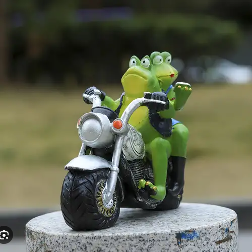 Motorbike Riding Frogs Statue