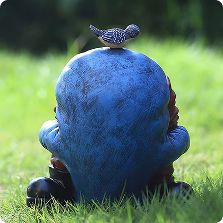 Welcome Gnome With Bird On Butt Garden Decoration Statue