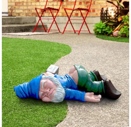 Passed Out Drunken Garden Gnome Statue