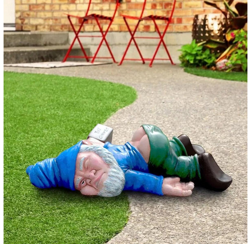 Passed Out Drunken Garden Gnome Statue