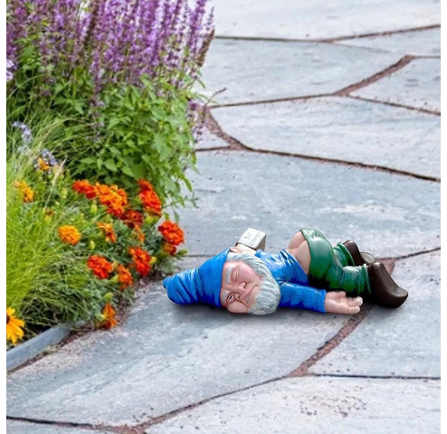 Passed Out Drunken Garden Gnome Statue