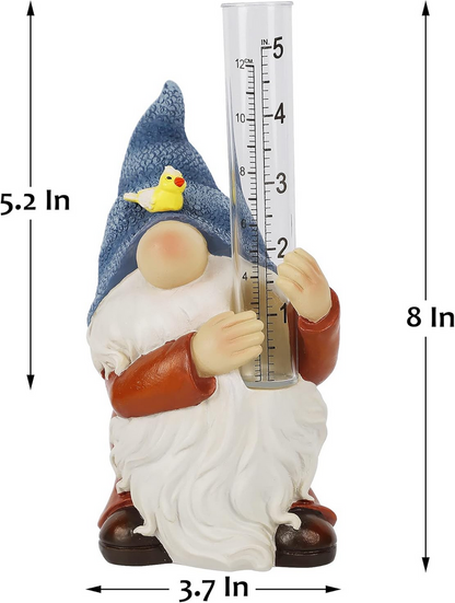 Cute Rain Gauge Gnome Statue