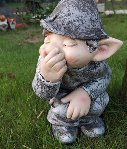 Pooping Garden Gnome Statue