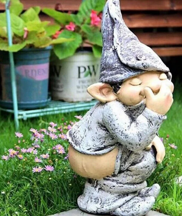 Pooping Garden Gnome Statue